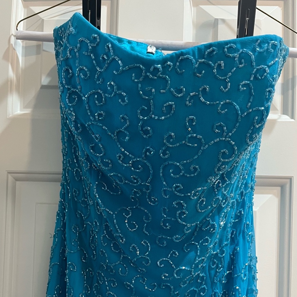 Strapless Blue Dress